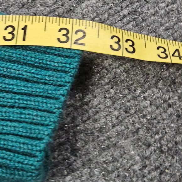 LL Bean Cotton Sweater XL Teal Green Cable Knit Pullover Crew Neck Casual Preppy - Picture 9 of 12